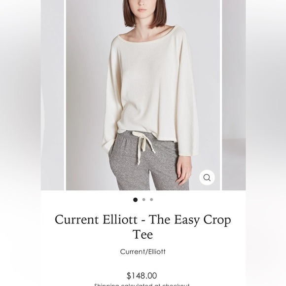 Current/Elliott White Waffle Knit Boat Neck Long Sleeve T Shirt 2 - Picture 3 of 10